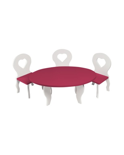 Набор мебели для куколШик: стол + стулья, цвет: белый/ягодный