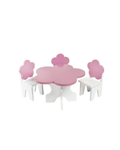 Набор мебели для кукол Цветок: стол + стулья, цвет: розовый