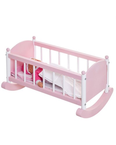 Деревянная кроватка для куклы, цвет Розовый