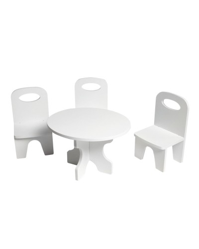 Набор мебели для кукол Классика: стол + стулья, цвет: белый