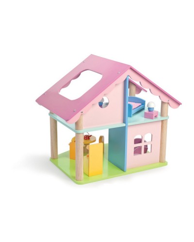 Кукольный домик Открытый коттедж с мебелью и куклой
