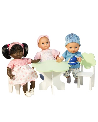 Набор мебели для кукол Классика: стол + стулья, цвет: белый/салатовй