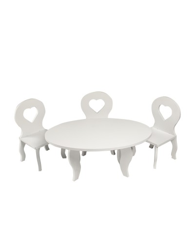 Набор мебели для кукол Шик: стол + стулья, цвет: белый
