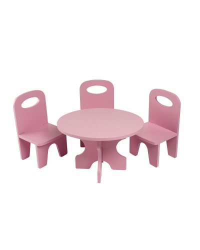 Набор мебели для кукол Классика: стол + стулья, цвет: розовый
