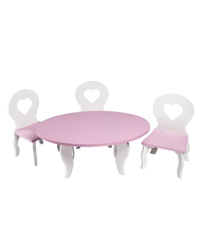 Набор мебели для куколШик: стол + стулья, цвет: розовый