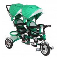 Велосипед 3-кол. для двойни Капелла, (1 шт/к), мод. "TWIN TRIKE 360", цв. GREEN (зеленый), надув. ко