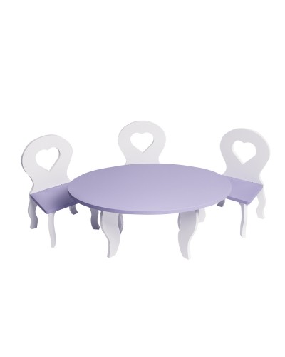 Набор мебели для куколШик: стол + стулья, цвет: белый/фиолетовый