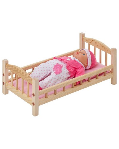 Классическая кроватка для кукол, розовый текстиль