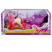 Набор игровой 47см Карета с лошадью для куклы белый, розовый