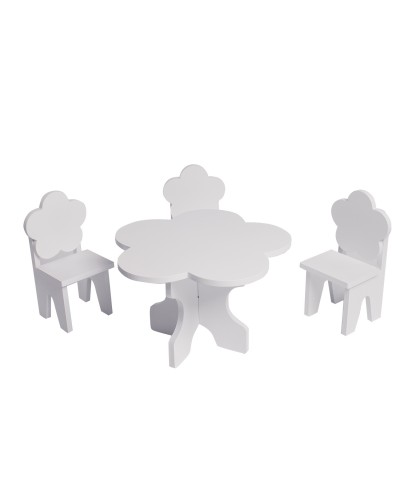 Набор мебели для кукол Цветок: стол + стулья, цвет: белый
