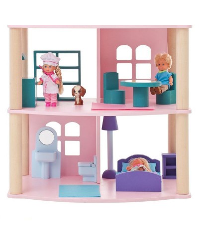 Трехэтажный домик для куклы Роза Хутор с 14 предметами мебели