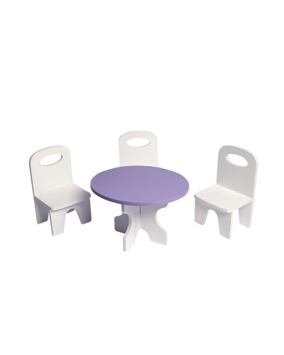 Набор мебели для кукол Классика: стол + стулья, цвет: белый/фиолетовый