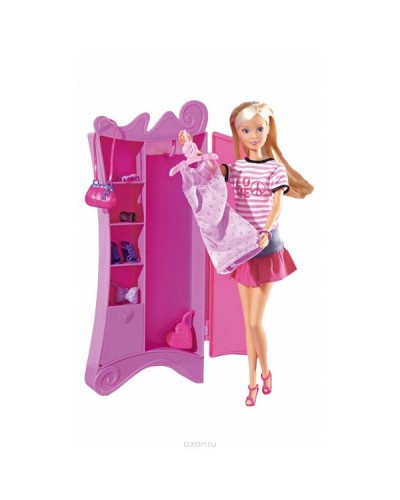 Кукла Штеффи+шкаф с одеждой, 15 аксессуаров