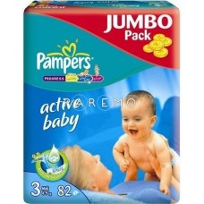 Подгузники Active Baby  4-9кг  82шт