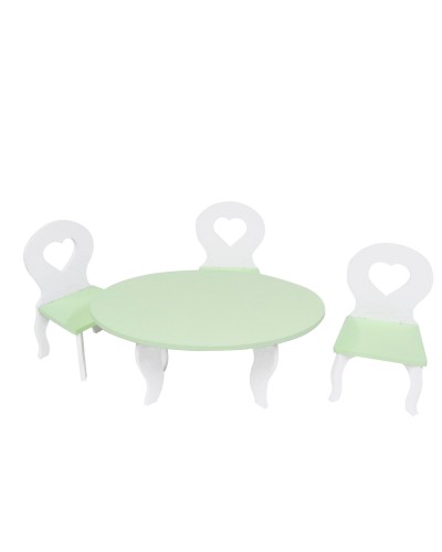 Набор мебели для куколШик: стол + стулья, цвет: белый/салатовый