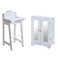 Набор кукольной мебели (шкаф+стул), цвет Белый