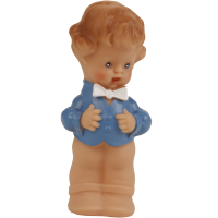 Виниловая игрушка-пищалка мальчик в голубом пиджаке с белой бабочкой 13 см