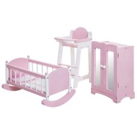 Набор кукольной мебели (стул+люлька+шкаф), цвет Розовый