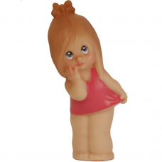 Виниловая игрушка-пищалка девочка в розовом платье с бантом на голове 13 см