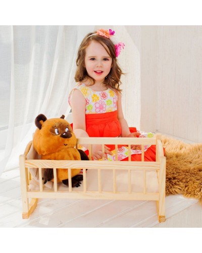 Классическая кроватка для кукол, бежевый текстиль