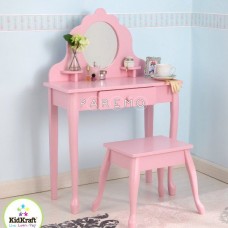 Розовый туалетный столик из дерева для девочки "Дива" (Pink Medium Vanity & Stool)