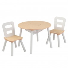 Стол + 2 стула "Сокровищница", бежевый (Round Storage Table & Chair Set)