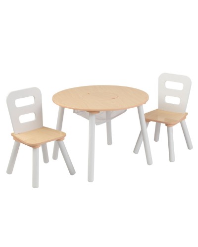 Стол + 2 стула Сокровищница, бежевый (Round Storage Table & Chair Set)