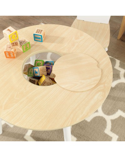 Стол + 2 стула Сокровищница, бежевый (Round Storage Table & Chair Set)